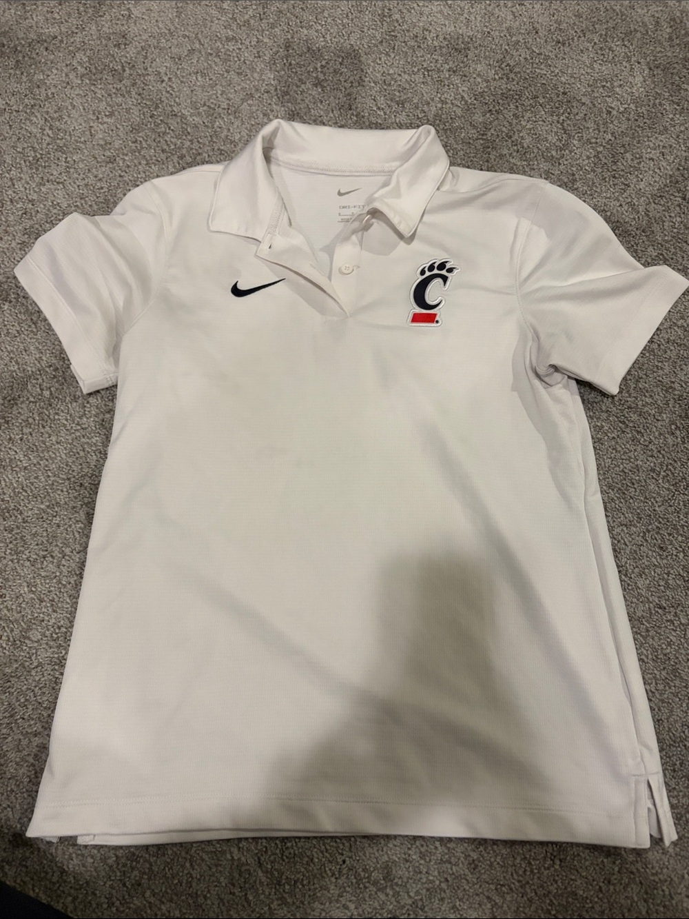 Nike White Polo with Black Swoosh and Red-Accented Cincinnati Logo